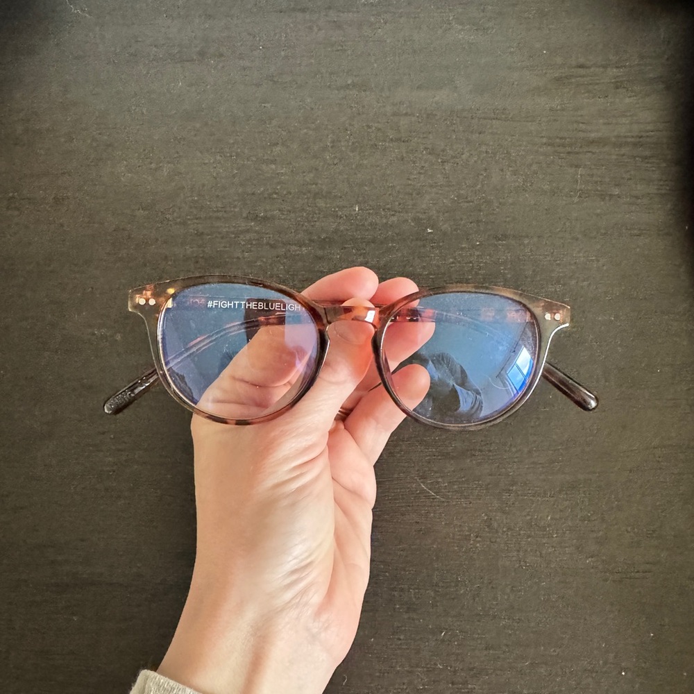 Chic Brown Glasses with Blue Lenses